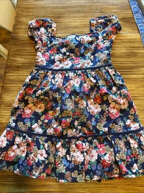 Janie & Jack Girls Navy Floral Cotton Summer Dress